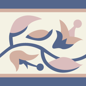 Decorative border tile Haarlem Cenefa with flowers and petals, leaves and foliage, bands and lines